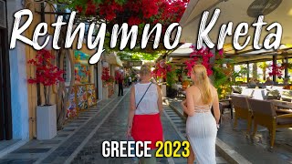 Crete Greece, Rethymno, walking tour in 4k, Kreta, Greece 2023