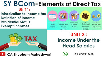 Elements of Direct Taxes Unit 1 & 2 Sem-3 | SY Bcom | Revision for Mid Sem  by CA Shubham Maheshwari