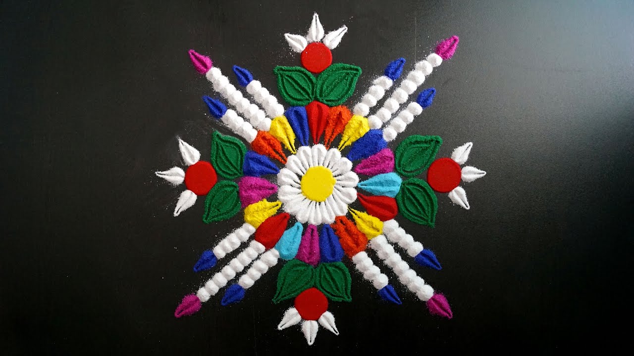 Free Hand Rangoli Design || Rangoli Designs || Diwali Rangoli ...