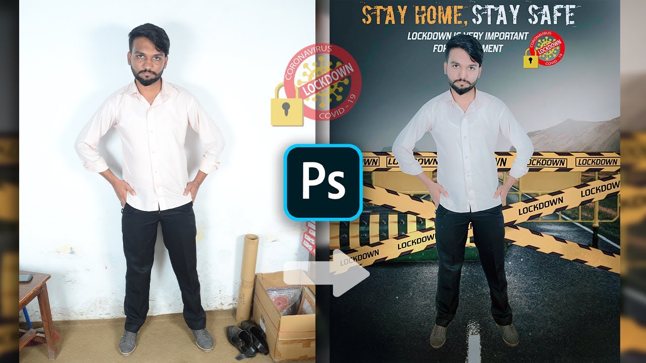 LOCKDOWN CONCEPT - Photo Editing Tutorial in Photoshop Step by Step in Urdu/Hindi