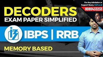 IBPS RRB Memory Based Paper Solved | IBPS RRB Decoders | Reviews & Analysis | Solve With Sachin Sir