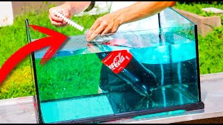 EXPERIMENTO COCACOLA Y MENTOS BAJO EL AGUA !!