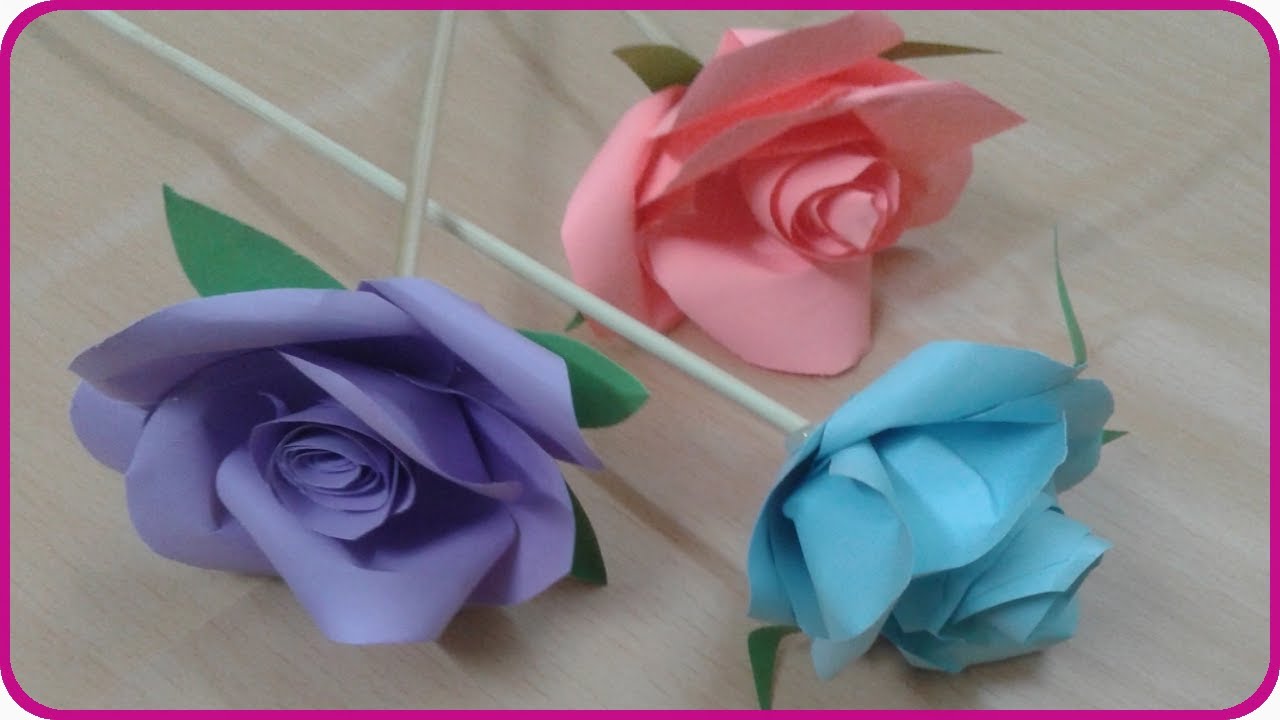 An easy way to make a paper rose - making a paper rose - crafts - YouTube