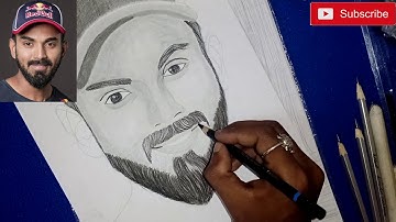 How to Draw KL Rahul Step by Step Sketch tutorial / Pencil Shading, Blending, Hair, Beard