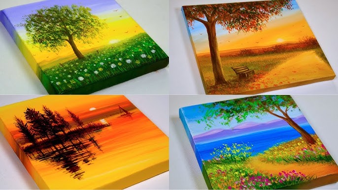 5 tiny canvas painting, Complete Guide on Blending Technique