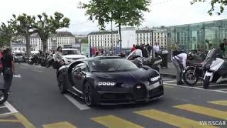 $3.5million Blue Carbon Bugatti Chiron acceleration in Geneva Street