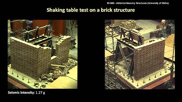 Shaking table test on a brick structure