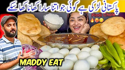 SPICY SPICY PINDI CHOLE WITH FLUFFY BHATURE AND 15 BOILED EGGS, BASMATI RICE | ASMR EATING RECTION