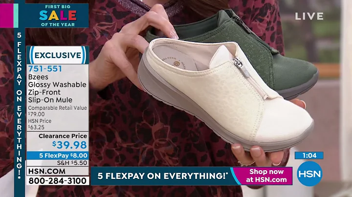 Bzees Glossy Washable Zip Front SlipOn Mule