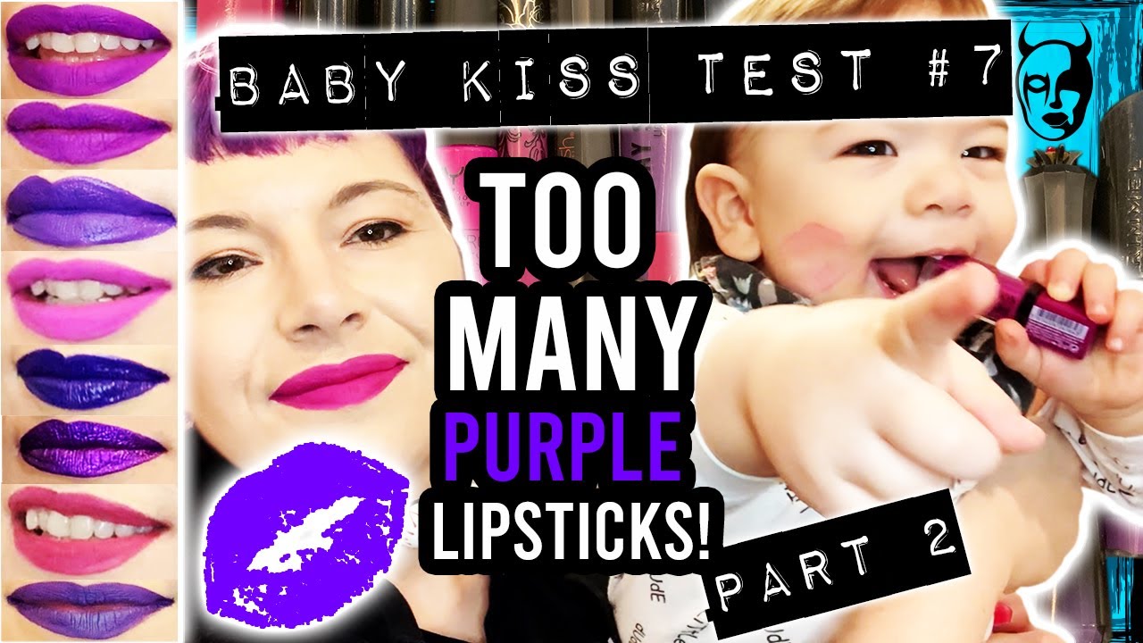 Purple Lipstick Kiss Test 2, purple colour lipstick, Mac Patent Paint Lip Lacquer Review, Kat Von D+
