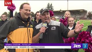 My daughter and Emerald Ridge football coach Troy Halfaday with special surprise on live TV!