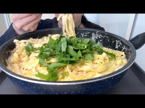 【ASMR 咀嚼音】明太子クリームパスタ！Pasta with spicy cod roe cream！