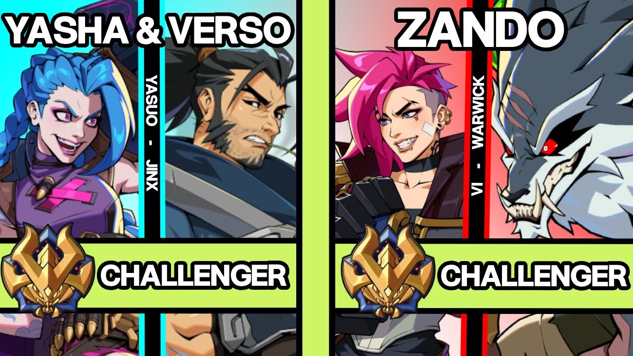 2XKO ▰ YASHA & VERSO (Yasuo-Jinx) vs ZANDO (Vi-Warwick) ▰ 2XKO Pro Replays