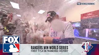 Texas Rangers, Bruce Bochy celebrate in locker room after World Series win | MLB on FOX