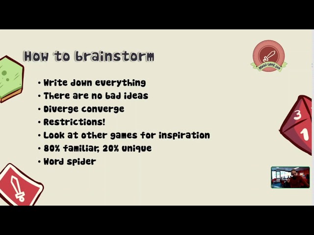 Board Game Jam 2020 How to brainstorm