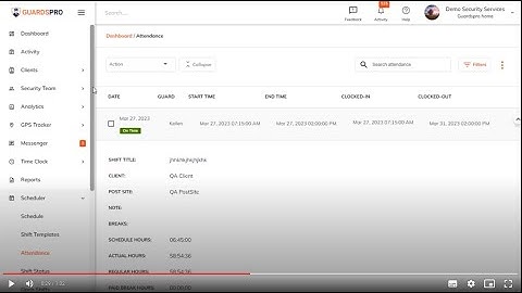 How To Check Security Guard Attendance On Dashboard? -GuardsPro Help Center Video