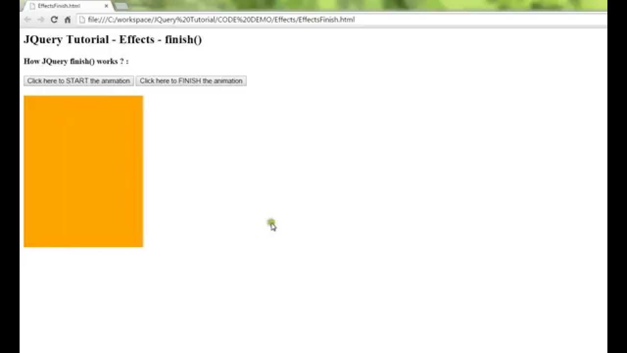 FINISH METHOD IN JQUERY EFFECTS DEMO - YouTube