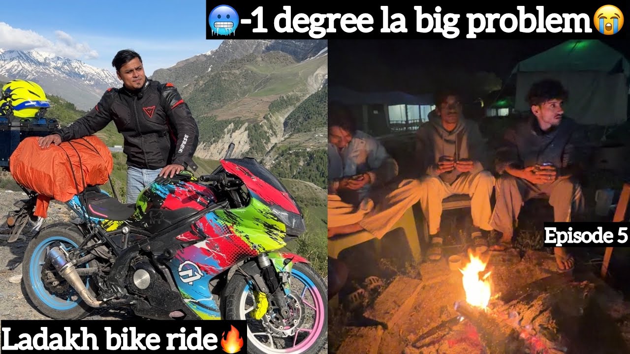 🥶-1 degree la big problem😭| Ladakh Bike Ride🔥| Episode 5 | Aj squad❤️| 