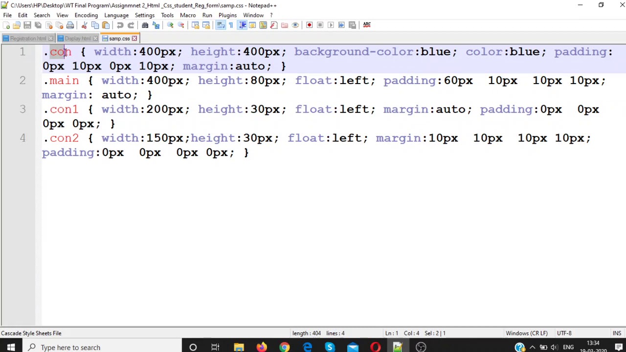 Assignment 2(Registration form using Html & CSS)