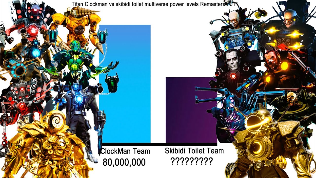 Clockman vs skibidi toilet multiverse power levels Remastered 011