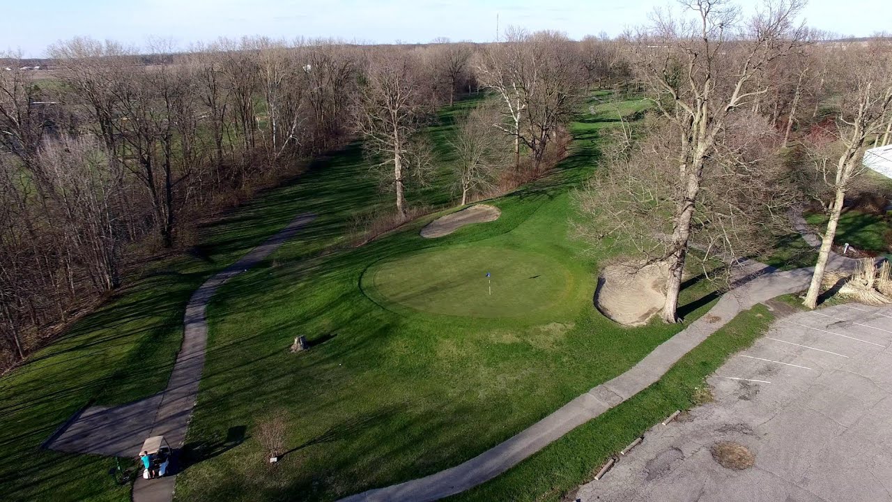 Flyover of the Frankfort Commons Public Golf Course Back 9  -  Wings Of An Angel by Russell Kaspar