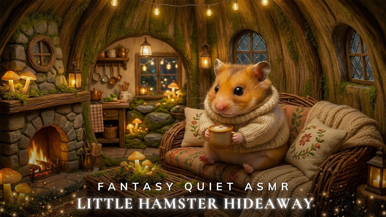 Little Hamster Hideaway ☕✨ Soft Piano, Warm Fireplace & Forest Sounds for Stress Relief