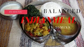 Khana banane ki recipe| diabetic indian balanced meal/ lunch in 30
mins, vegetarian meal menu includes : bhatua saag, mixed veg, dal,
lentil, with lit...