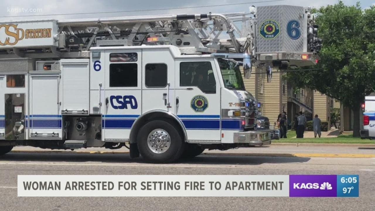 College Station woman arrested for arson after apartment fire - YouTube