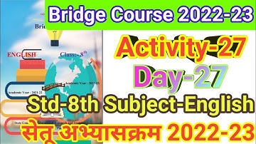 Bridge course class 8th english activity No 27 | Day 27|Setu abhyskram 8th class english activity 27