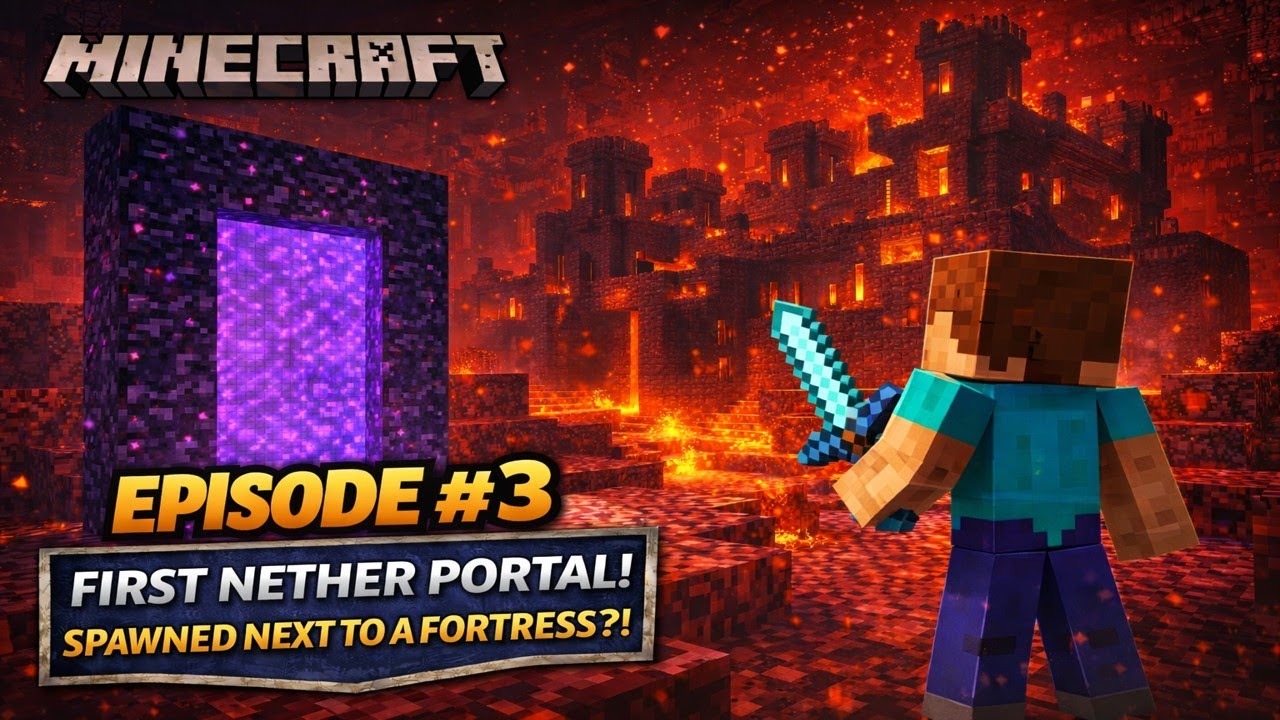 Minecraft Playthrough #3 🔥 First Nether Portal… Right Next to a ...