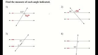 How to find the measure of each angle indicated?