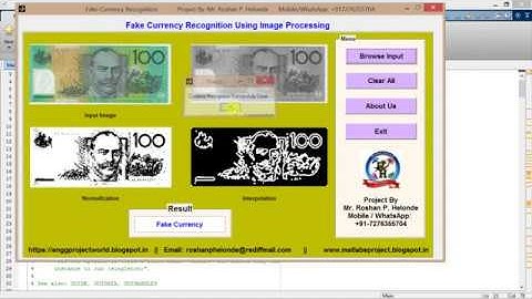 Fake Currency Recognition using Image Processing Matlab Project FINAL YEAR PROJECT