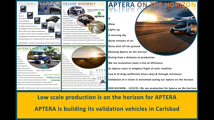 Reading several of my latest solar powered prose as the solar powered Aptera sEV begins assembly