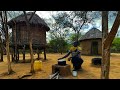 African village lifecooking  village food milletsorghum and cassava porridge