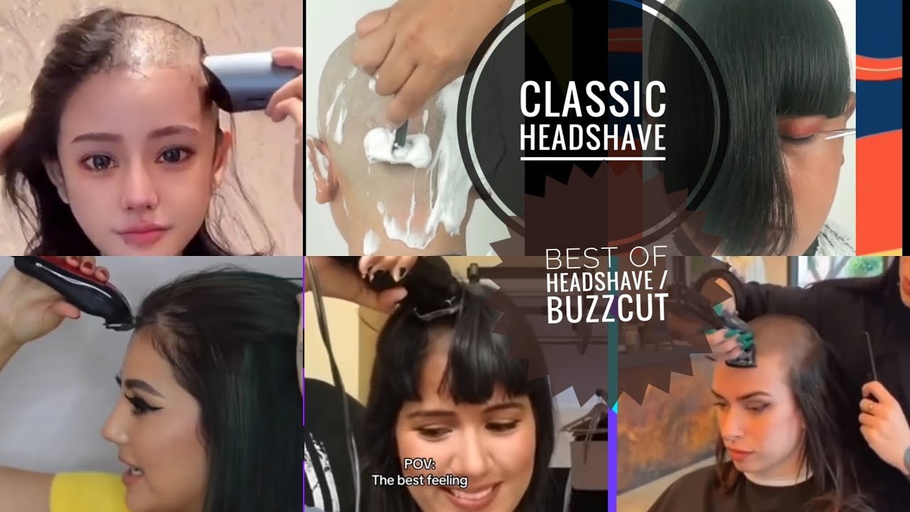 Trendy women headshave | long to bald haircut | buzzcut with trimmer | classic headshave with razor