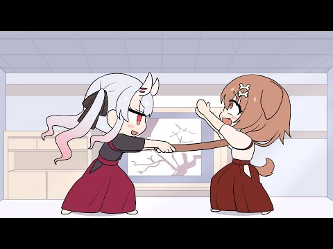 手描き あやめの不意打ちに見事に引っかかるころね 戌神ころね 百鬼あやめ ホロライブ