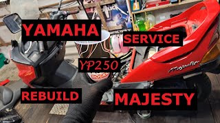 Yamaha YP250 Majesty 1996 abandoned rescue rebuild / carburetor / drive belt / karburátor / variátor