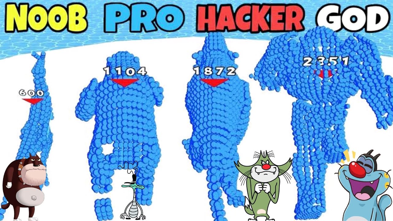 NOOB vs PRO vs HACKER vs GOD Pixel Battle 3D Android iOS Oggy And Jack #6