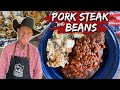 Feed Your Family for Under $30 - Pork Steak and Beans with Loaded Baked Potato Salad