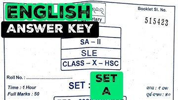 ENGLISH ANSWER KEY (SET B) || SA2 EXAM 10TH CLASS ENGLISH ANSWER KEY