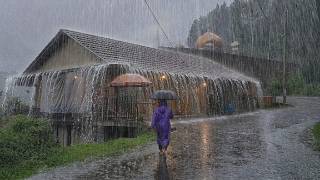 EXTREME WEATHER ⛈️⚡ HEAVY RAIN & STRONG WINDS | WALKING IN A BEAUTIFUL MOUNTAIN VILLAGE, INDONESIA 🥶 screenshot 3