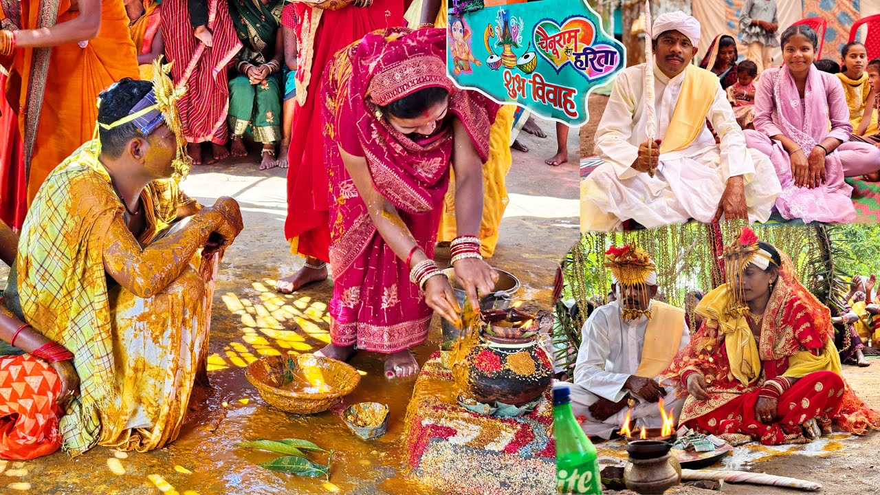 फुल बारिश में शादी का माहौल ‼️चैनू संग हरिता ‼️ माँड़ो,तेल,हल्दी ‼️भैरमगढ़ से धरमपुरा बारात ‼️