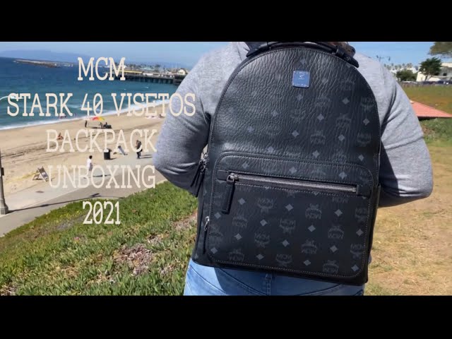 Mcm Men's Stark 40 Visetos Coated Canvas Backpack In Deep Blue Sea