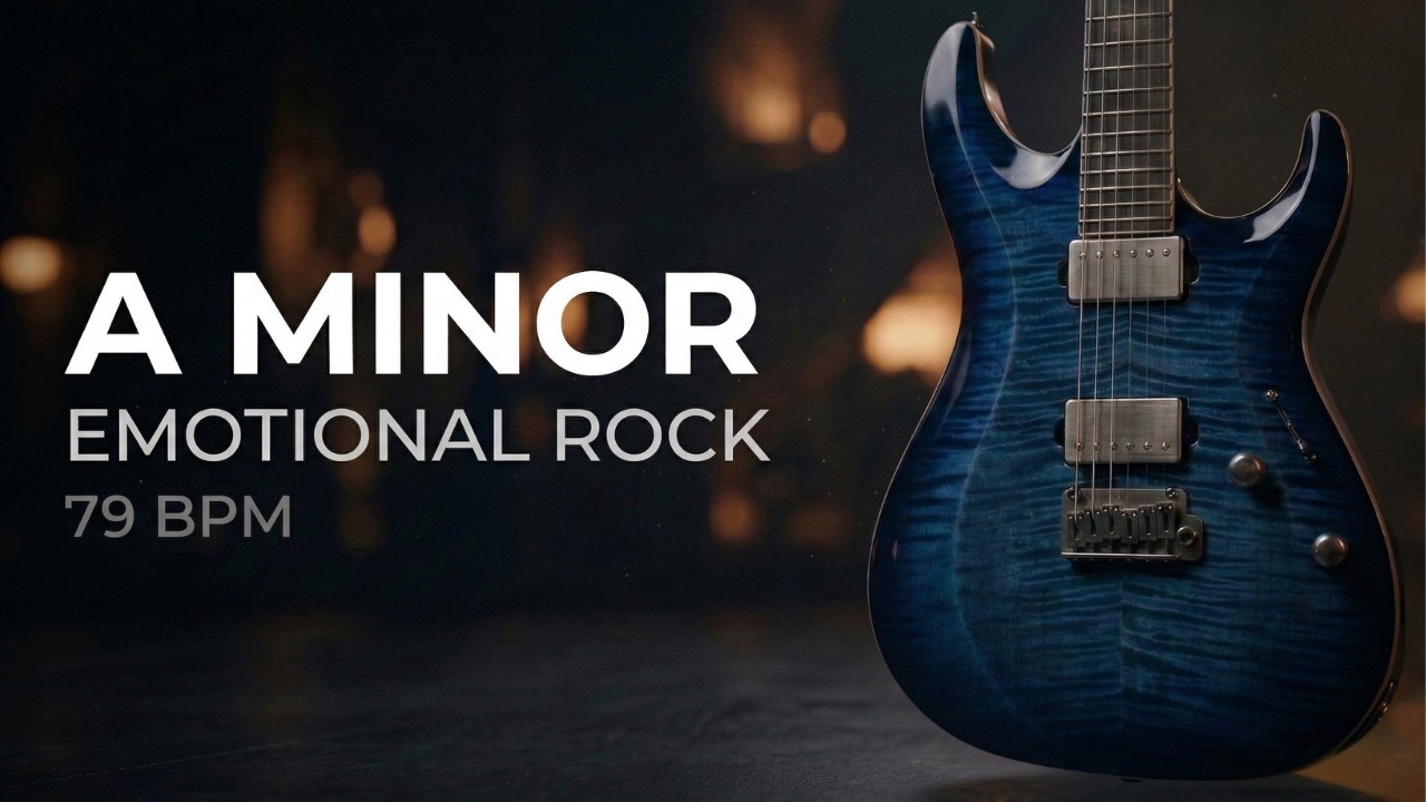 A Minor Emotional Rock Guitar Backing Track | 79 BPM