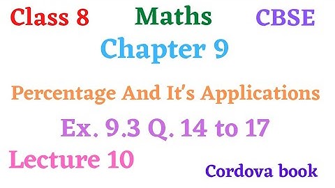 Class 8 Maths Chapter 9 Percentage and It