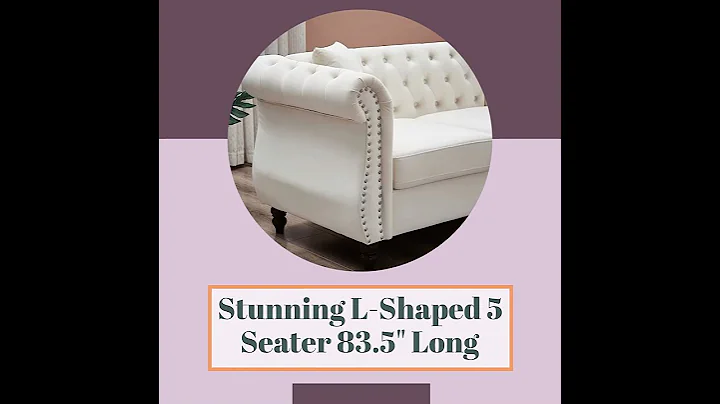 L Shaped Velvet Sofa Tufted Buttons % Seater 83.5" Long Sectional #furnitureshopping #furniture