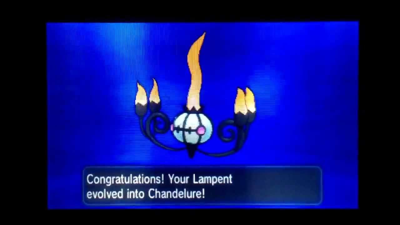 Shiny Lampent evolves into Shiny Chandelure Pokemon X and