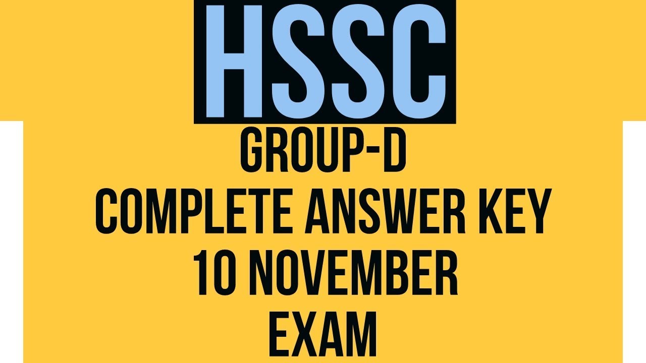 HSSC group D answer key | 10 November | Morning shift | Complete paper solution