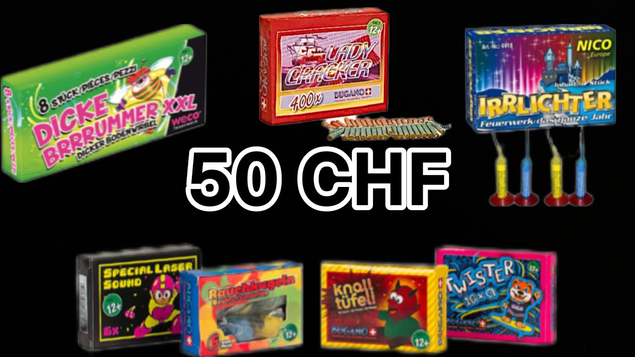 Silvester Feuerwerk-Liste Kat. F1 (ab 12) 50 CHF Budget Schweiz