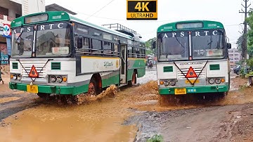Bus video - Pallevelugu bus driving in rain water - My Bus driving